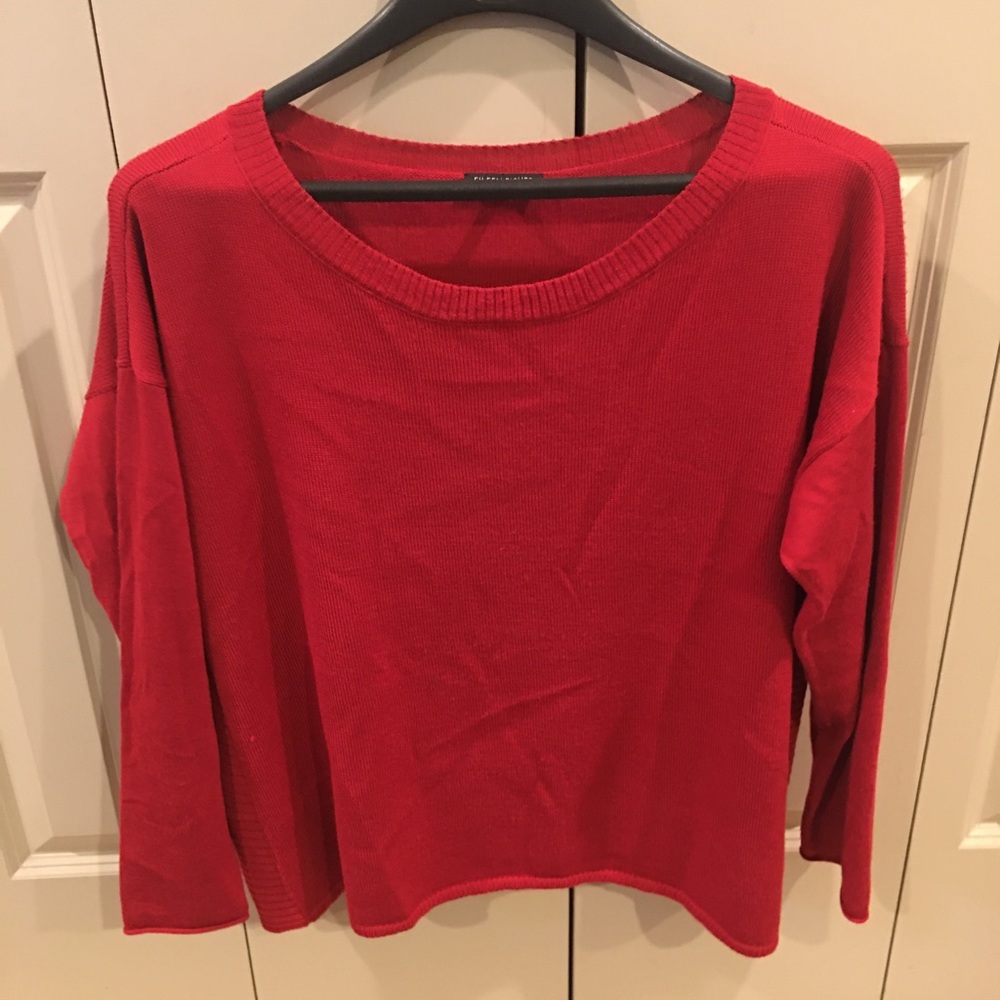 SOLD Eileen Fisher Red Wool pullover Sweater Large